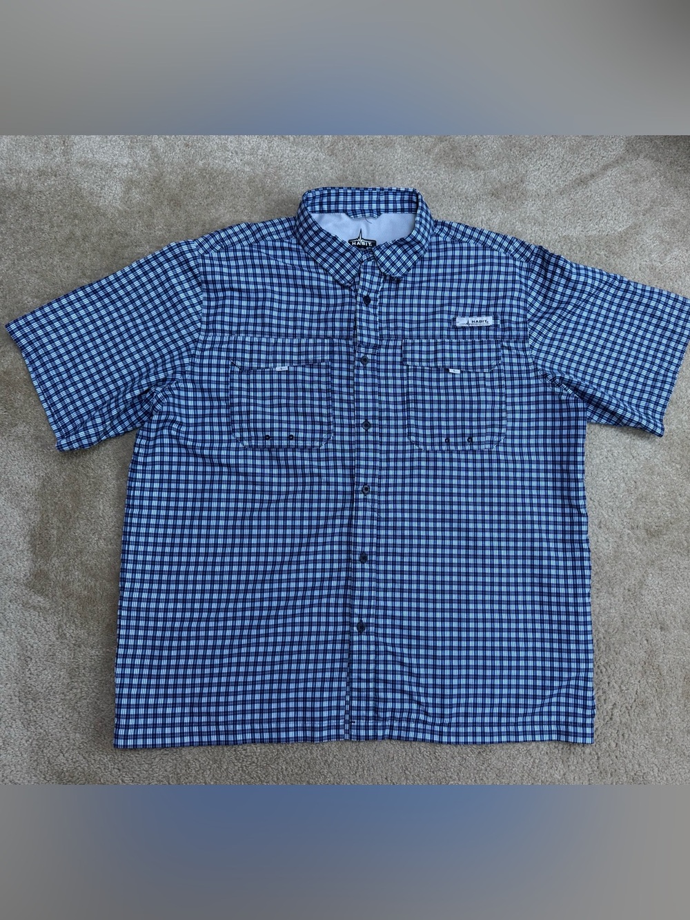 Habitat Men’s Sz XL Blue and White Gingham Short-Sleeve Button-Down Shirt